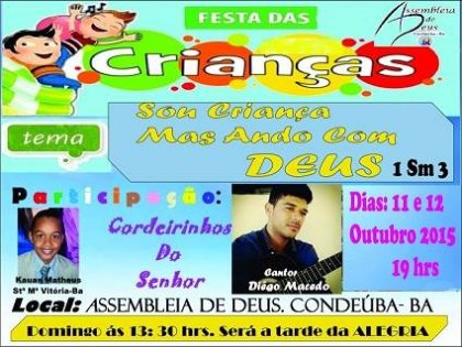Condeúba: Assembleia de Deus promoverá festa das crianças