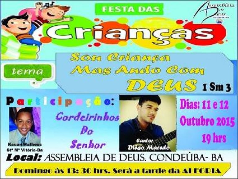 Condeúba: Assembleia de Deus promoverá festa das crianças
