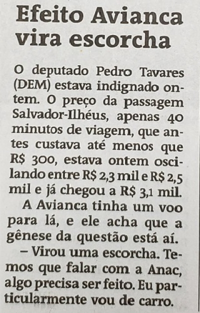 Pedro Tavares expõe sua indignação em relação à prática abusiva das tarifas aéreas