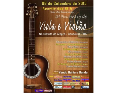 Condeúba: 6º Encontro de Viola e Violão acontece no Alegre no próxima dia 06