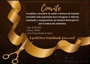 CONDEÚBA – 158 ANOS: O Prefeito e o Secretário de Saúde convidam todos para a reinauguração do Hospital Municipal